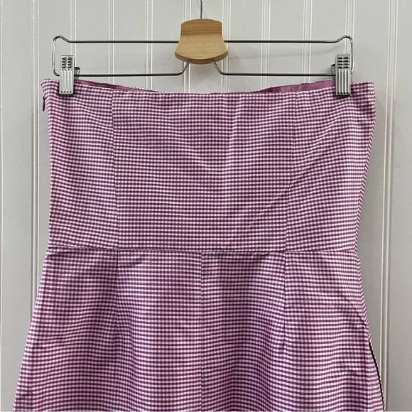 Tocca Pink Raspberry and White Gingham Strapless Silk Dress Sz 8 - Picture 11 of 13